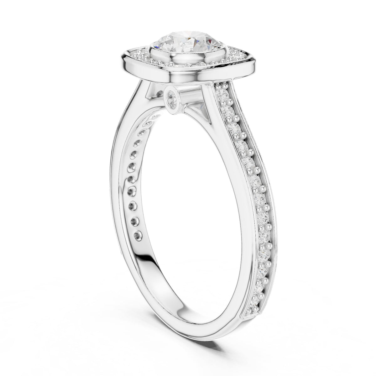 Round Halo Lab Grown Diamond Engagement Ring