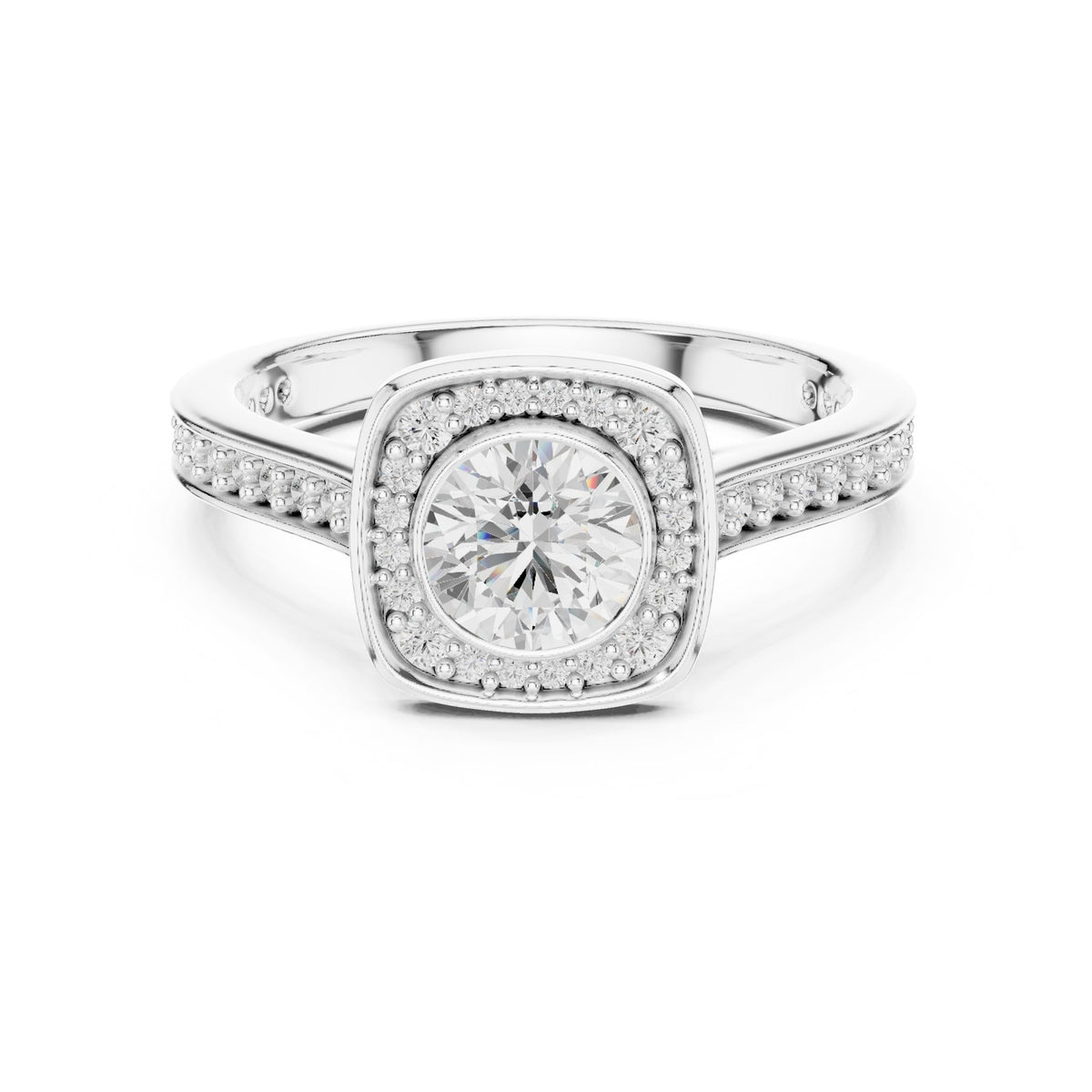 Round Halo Lab Grown Diamond Engagement Ring