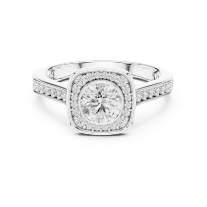 Round Halo Lab Grown Diamond Engagement Ring