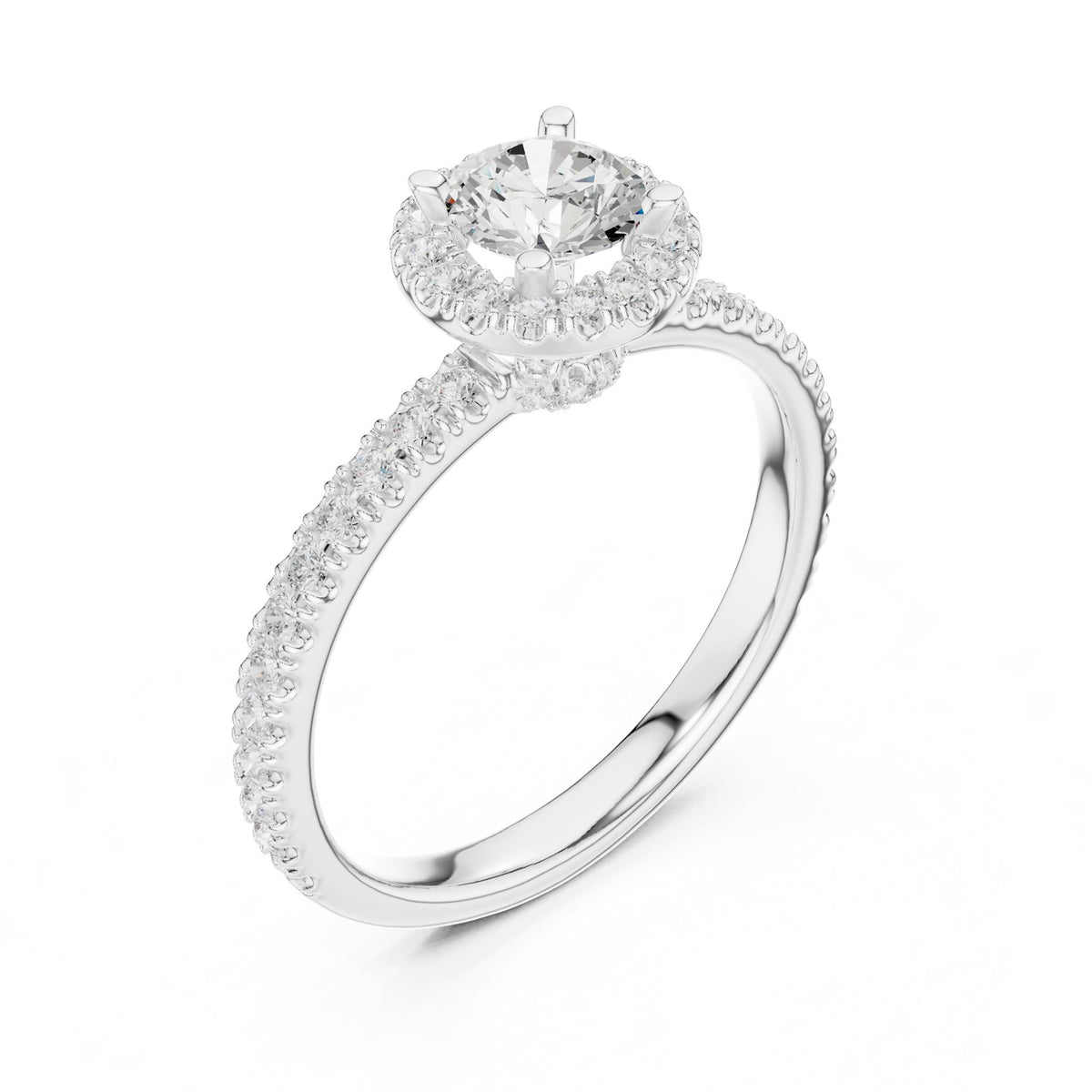 Round Halo Lab Grown Diamond Engagement Ring