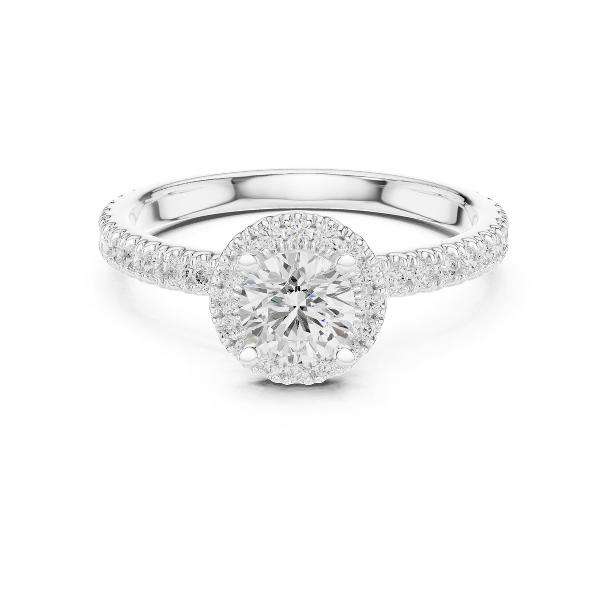 Round Halo Lab Grown Diamond Engagement Ring