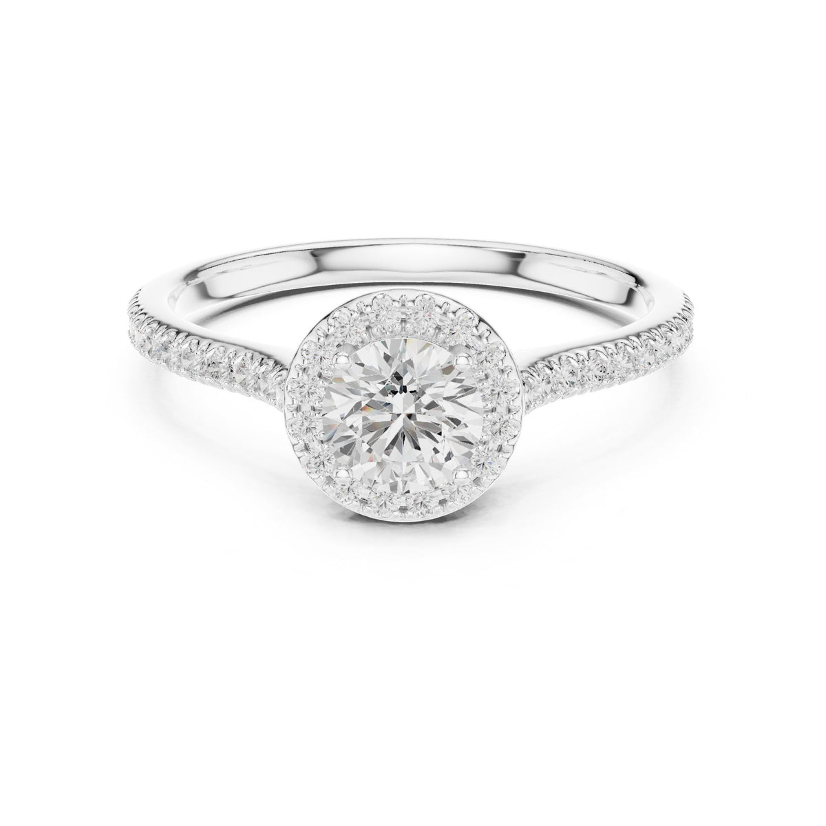 Round Halo Lab Grown Diamond Engagement Ring