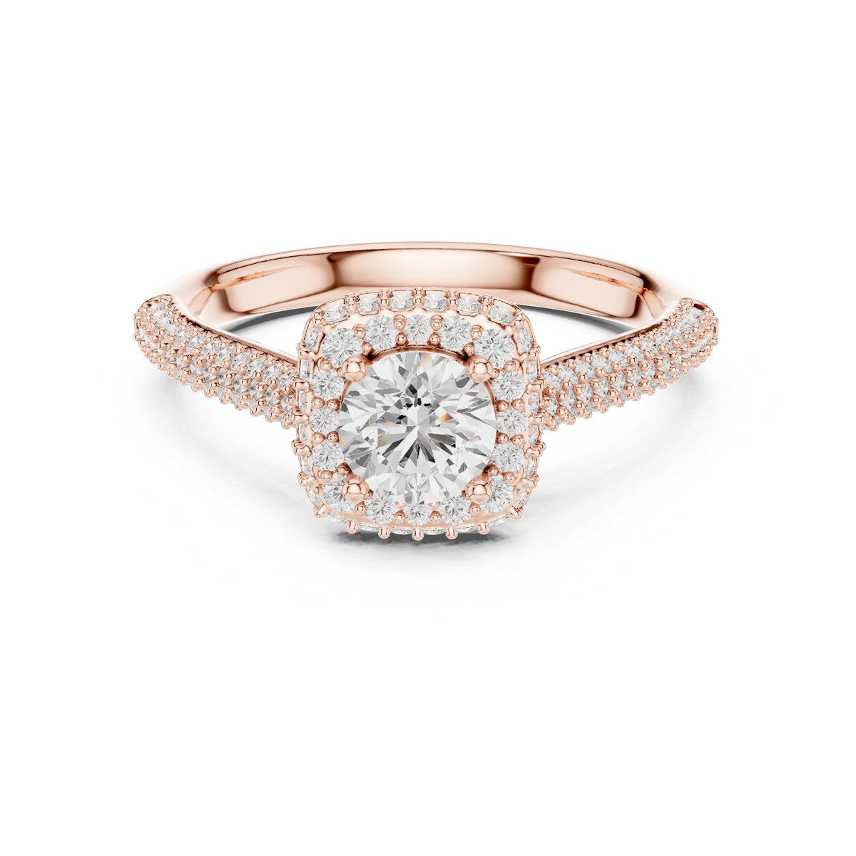 Round Halo Lab Grown Diamond Engagement Ring