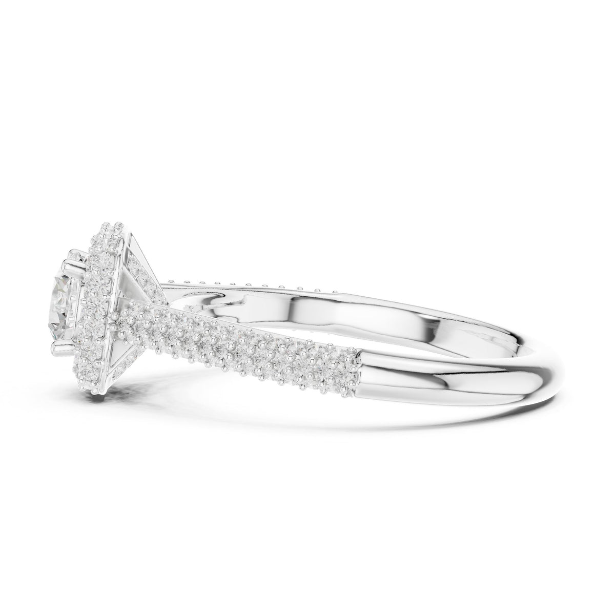 Round Halo Lab Grown Diamond Engagement Ring