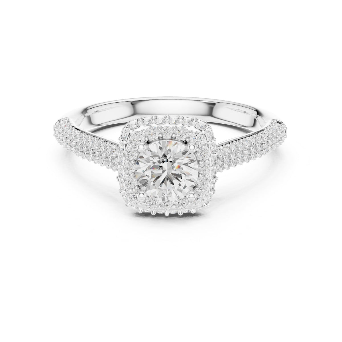 Round Halo Lab Grown Diamond Engagement Ring