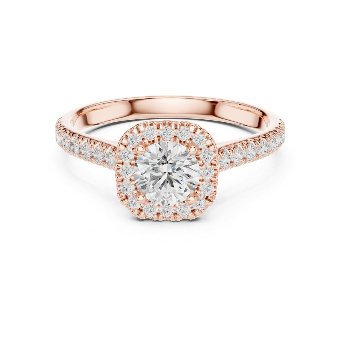 Round Halo Lab Grown Diamond Engagement Ring