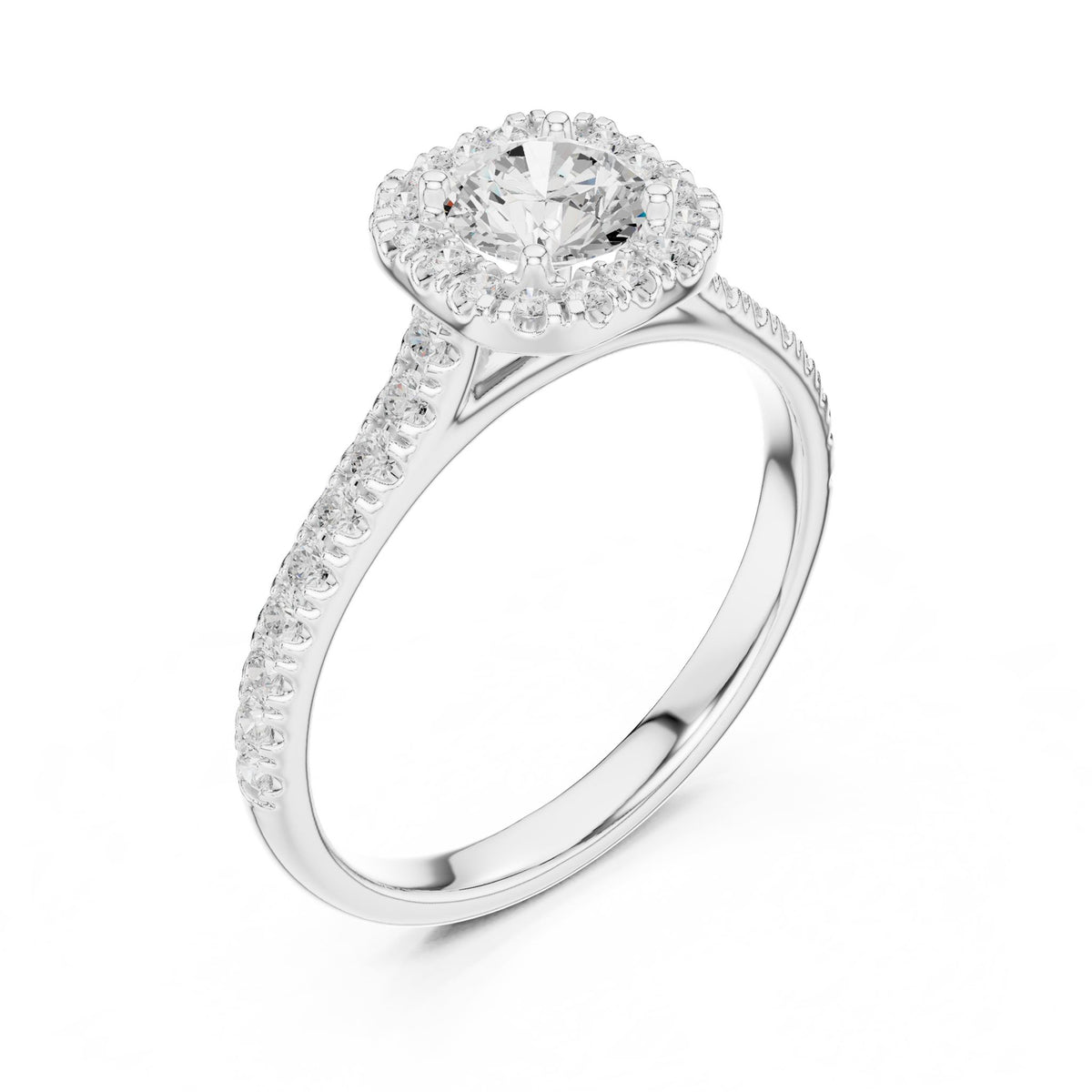 Round Halo Lab Grown Diamond Engagement Ring