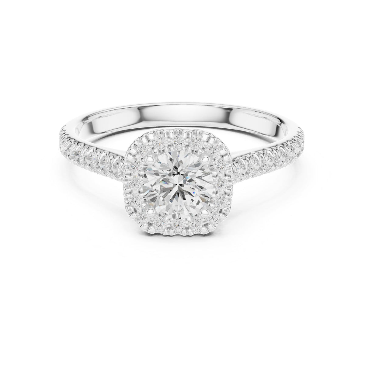Round Halo Lab Grown Diamond Engagement Ring
