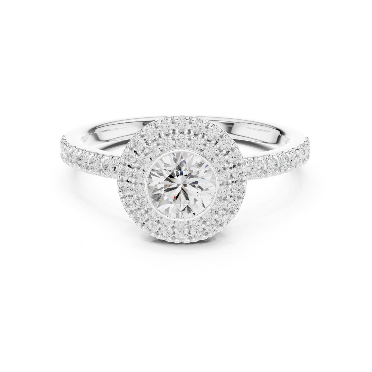 Round Halo Lab Grown Diamond Engagement Ring