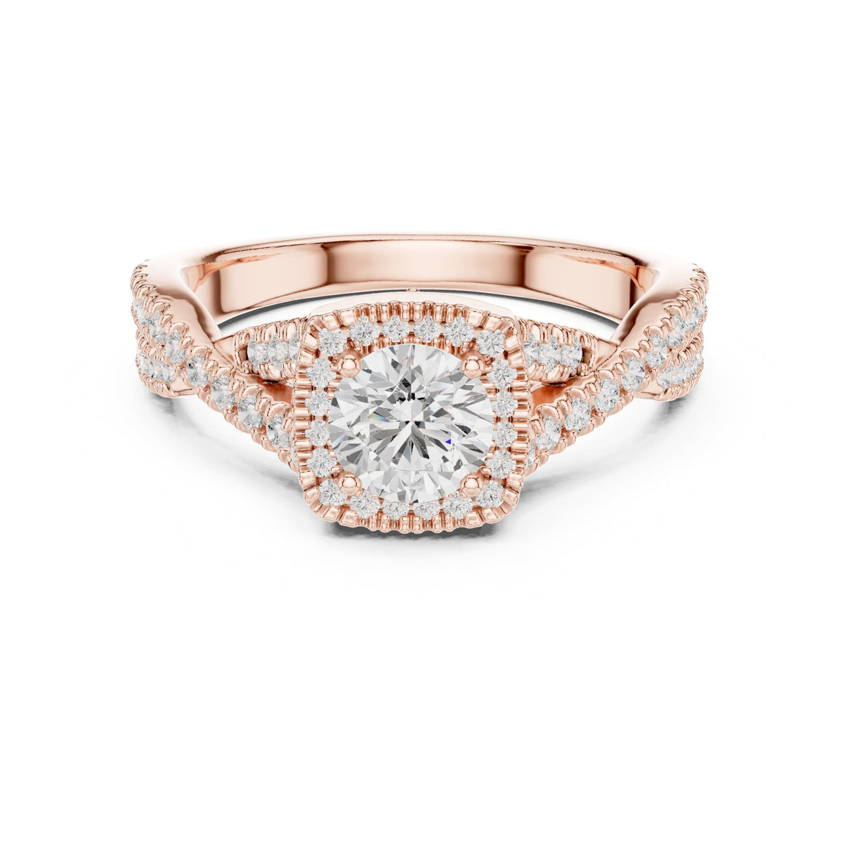 Round Halo Lab Grown Diamond Engagement Ring