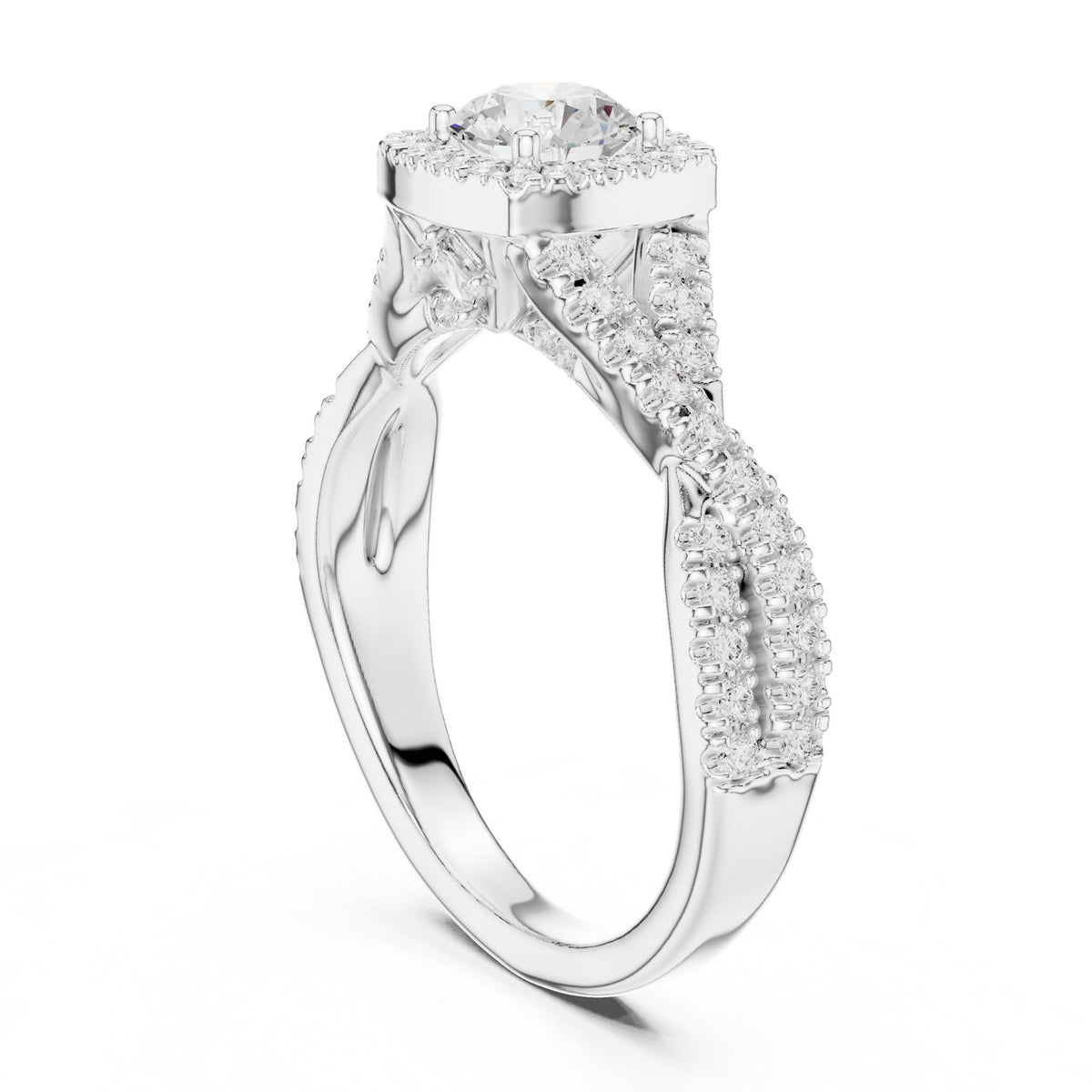 Round Halo Lab Grown Diamond Engagement Ring