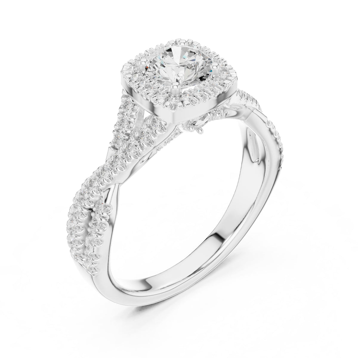 Round Halo Lab Grown Diamond Engagement Ring