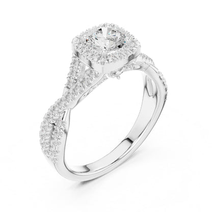 Round Halo Lab Grown Diamond Engagement Ring