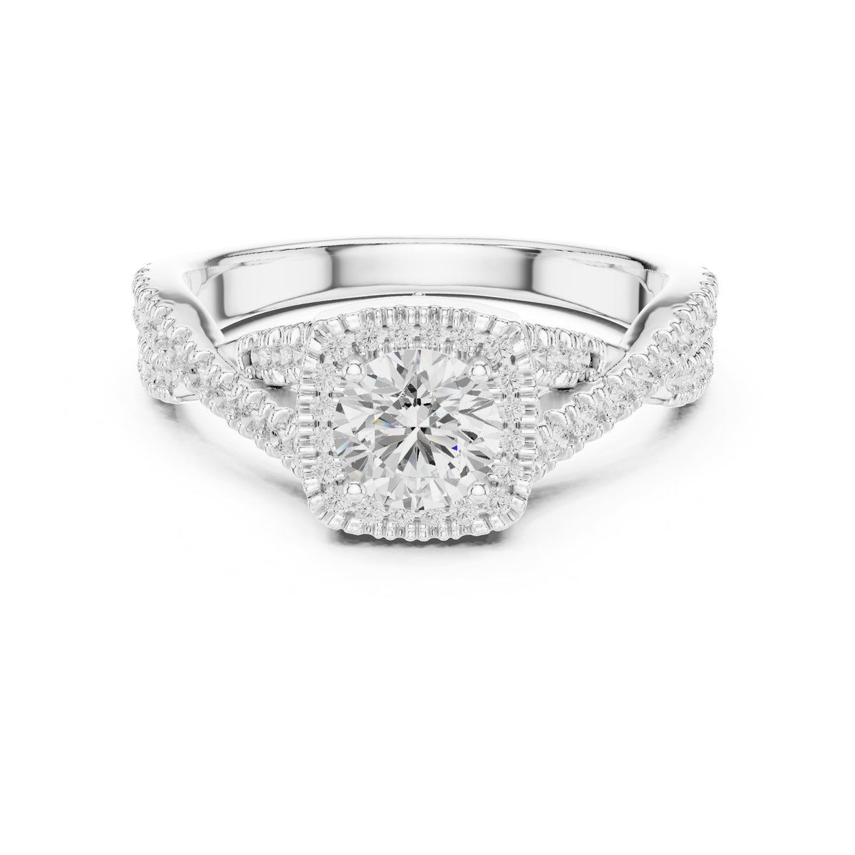 Round Halo Lab Grown Diamond Engagement Ring