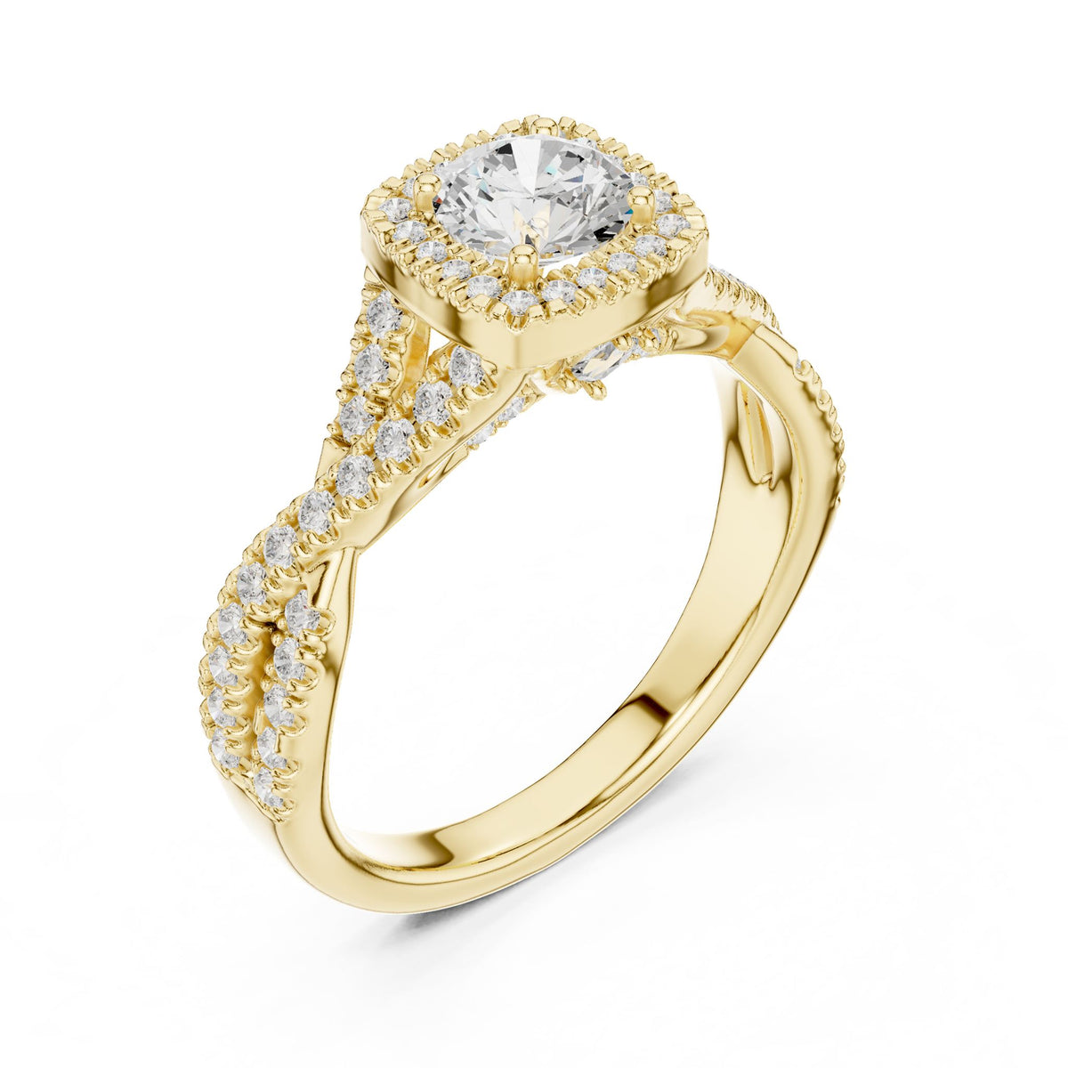 Round Halo Lab Grown Diamond Engagement Ring
