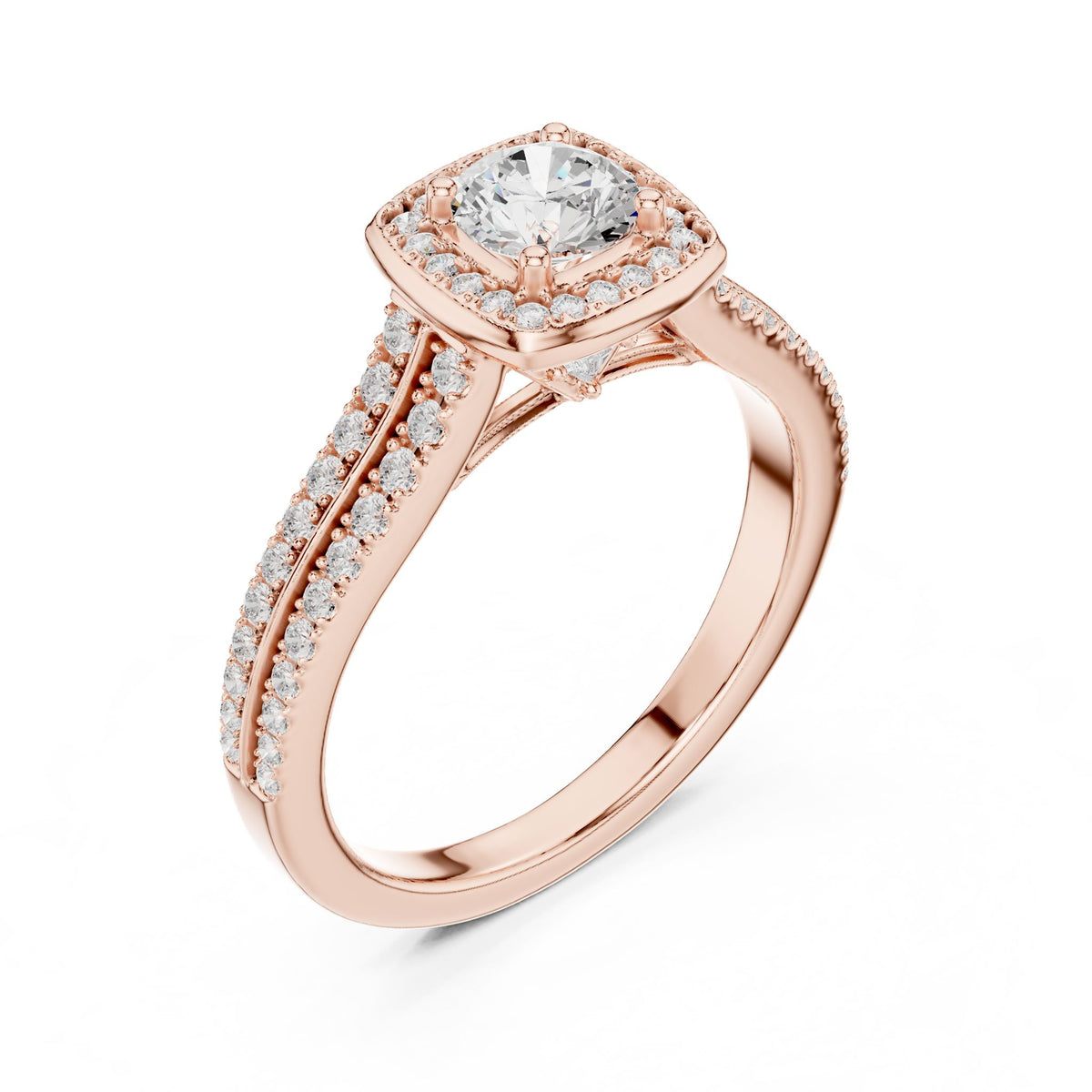 Round Halo Lab Grown Diamond Engagement Ring