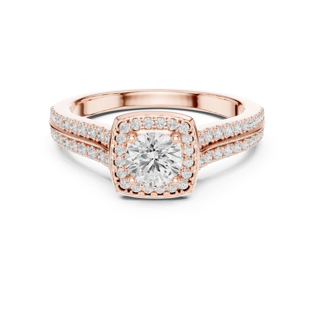 Round Halo Lab Grown Diamond Engagement Ring