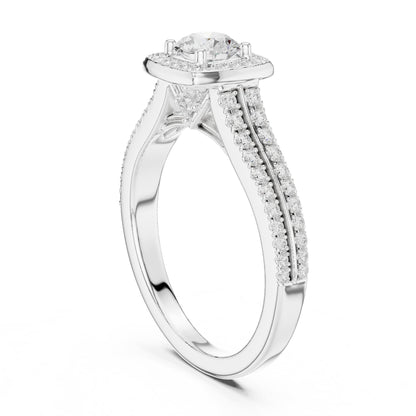 Round Halo Lab Grown Diamond Engagement Ring