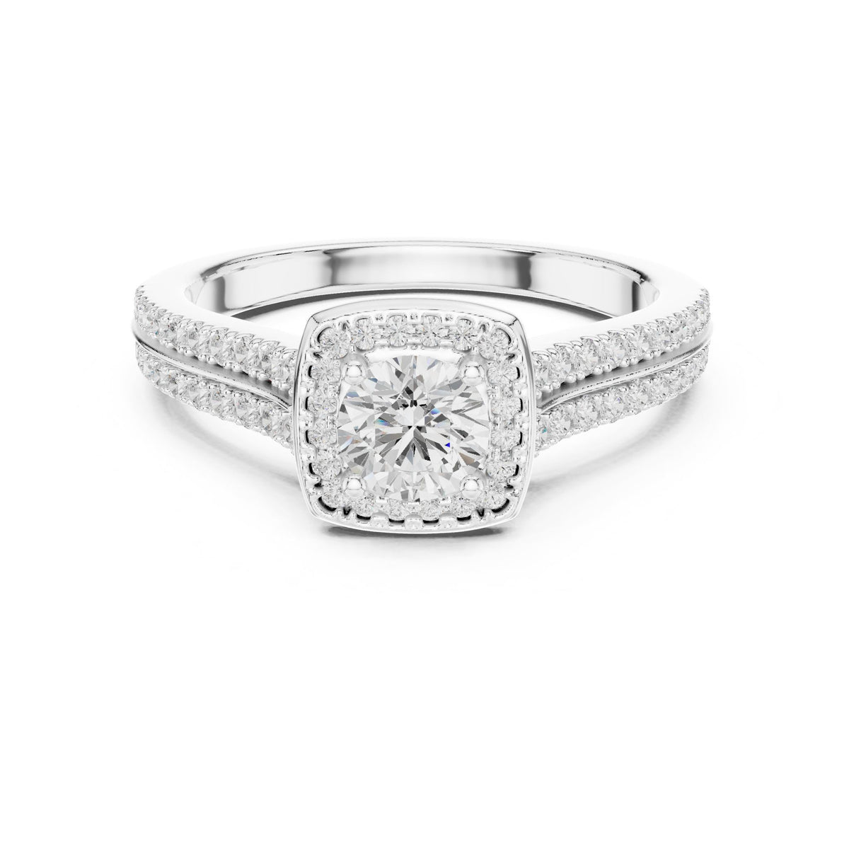 Round Halo Lab Grown Diamond Engagement Ring