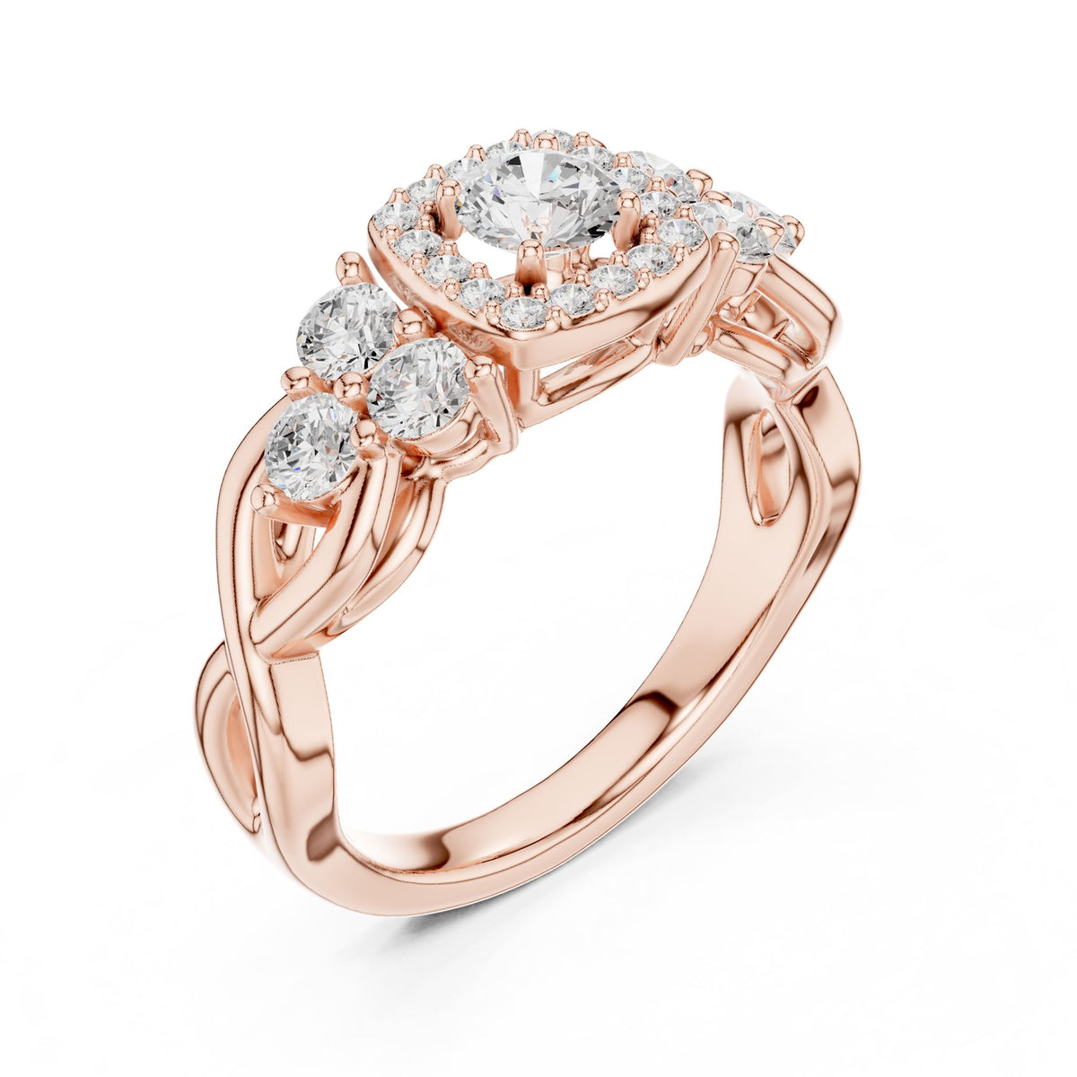 Round Halo Lab Grown Diamond Engagement Ring