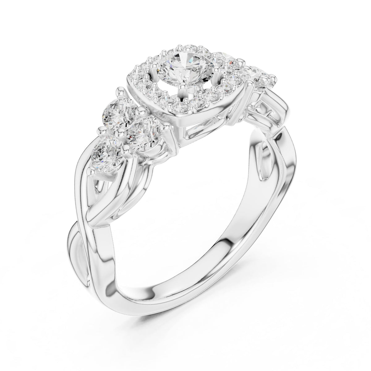 Round Halo Lab Grown Diamond Engagement Ring