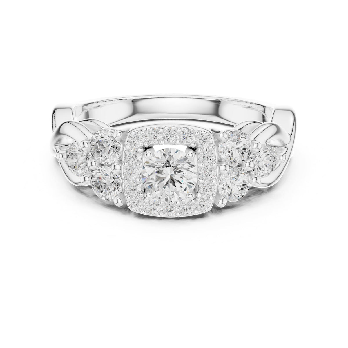 Round Halo Lab Grown Diamond Engagement Ring