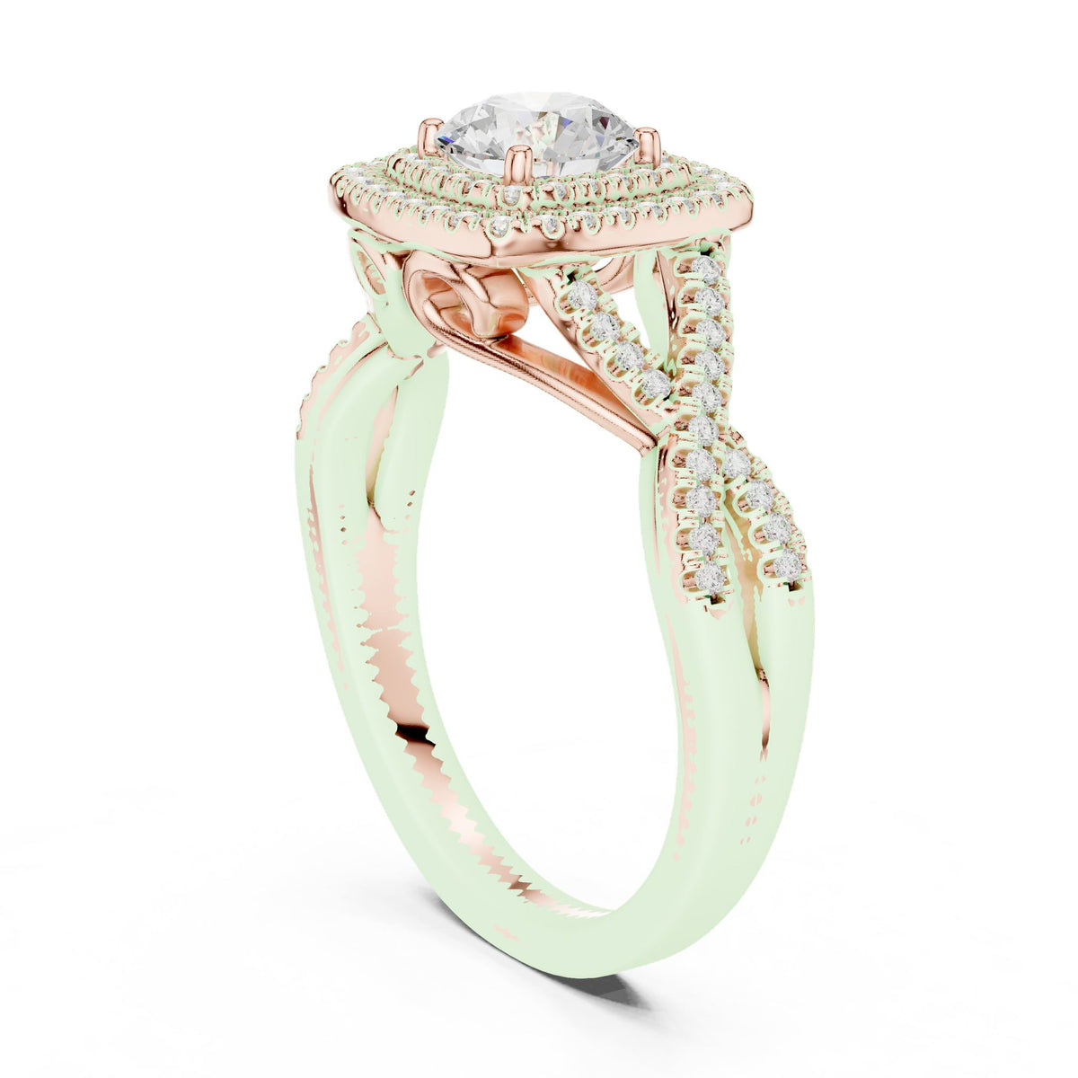 Round Halo Lab Grown Diamond Engagement Ring