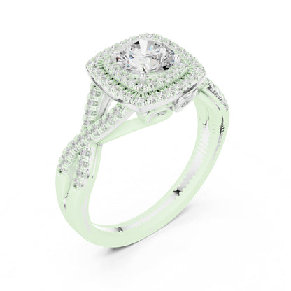 Round Halo Lab Grown Diamond Engagement Ring