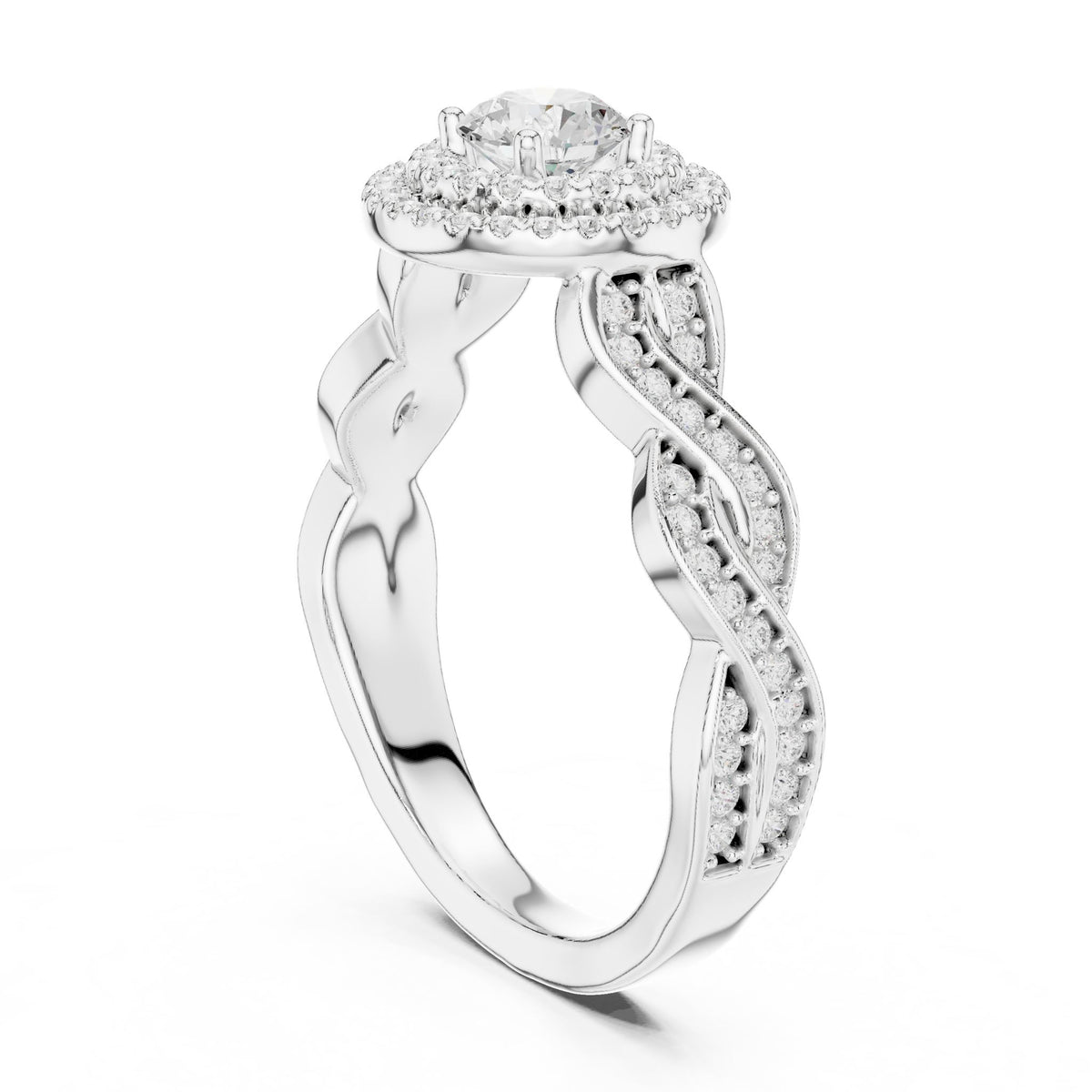 Round Halo Lab Grown Diamond Engagement Ring