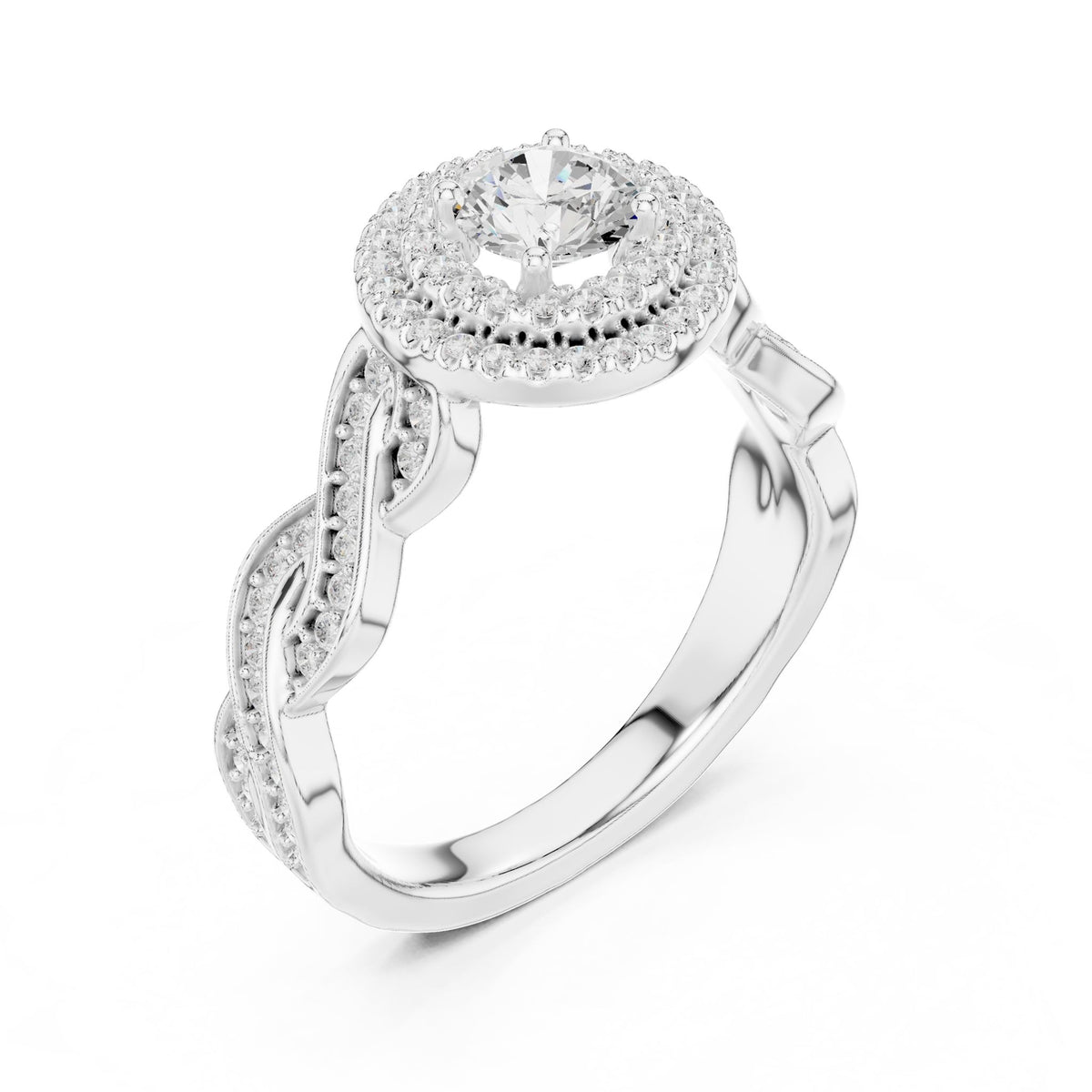 Round Halo Lab Grown Diamond Engagement Ring