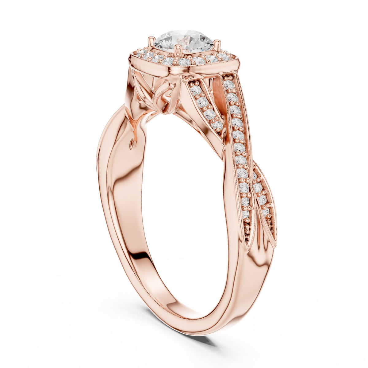 Round Halo Lab Grown Diamond Engagement Ring