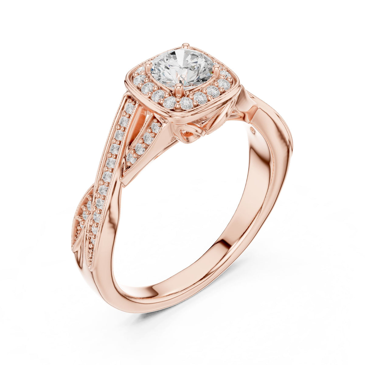 Round Halo Lab Grown Diamond Engagement Ring