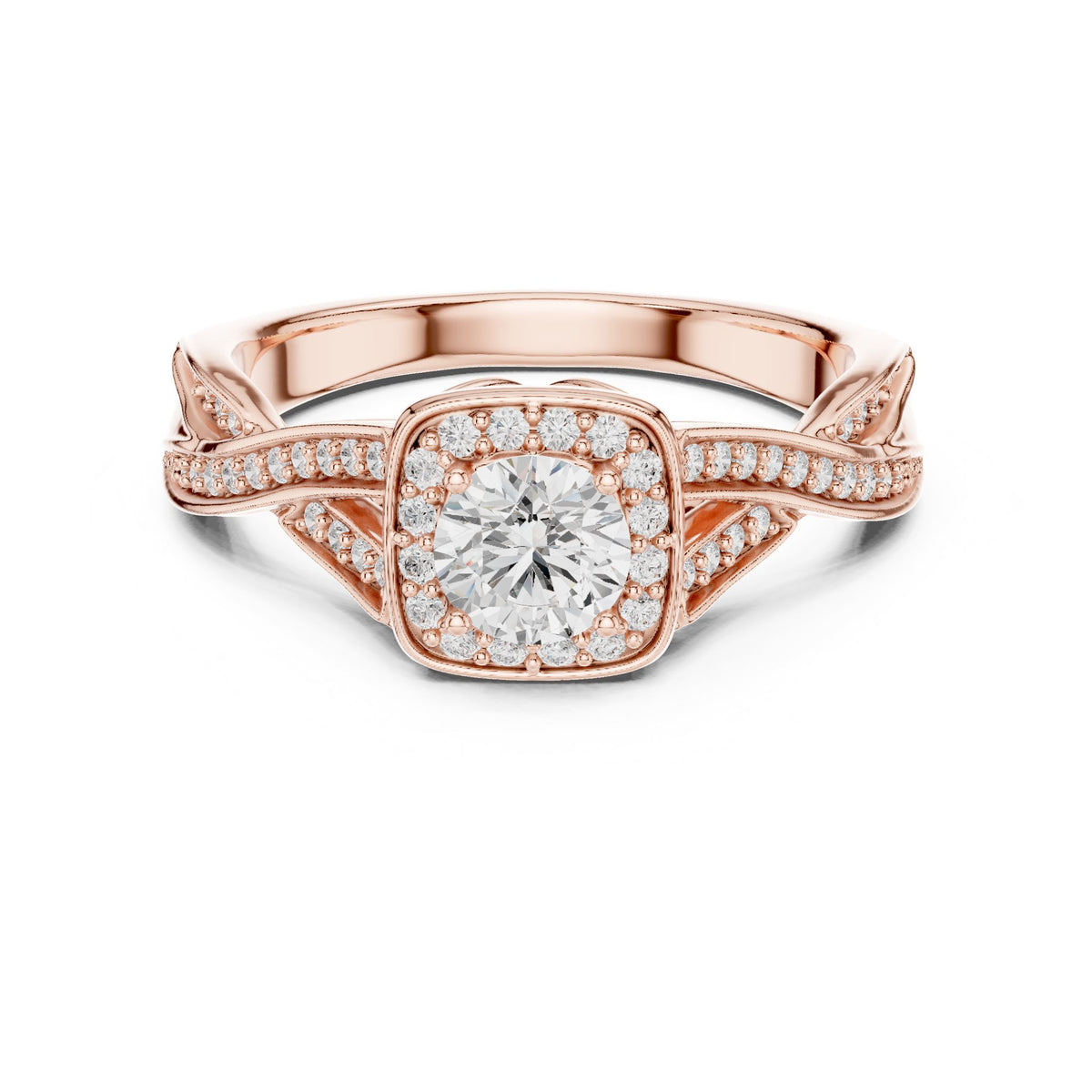 Round Halo Lab Grown Diamond Engagement Ring