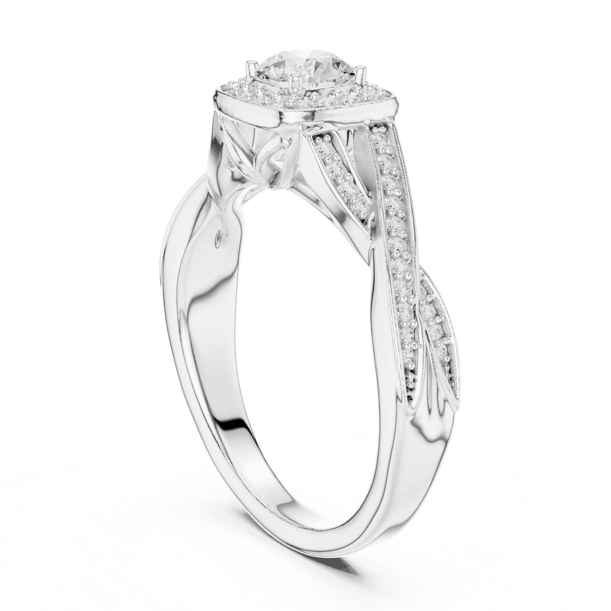 Round Halo Lab Grown Diamond Engagement Ring