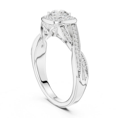 Round Halo Lab Grown Diamond Engagement Ring