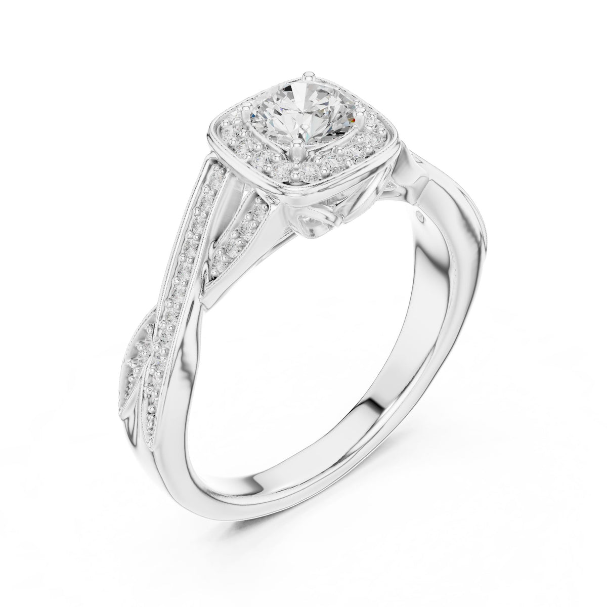 Round Halo Lab Grown Diamond Engagement Ring