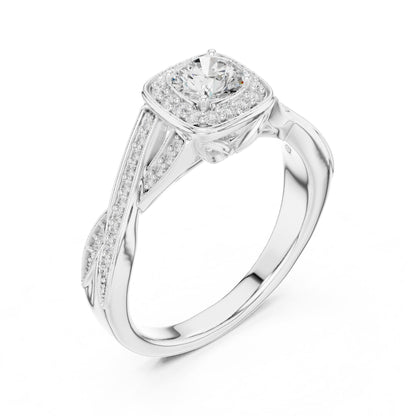 Round Halo Lab Grown Diamond Engagement Ring