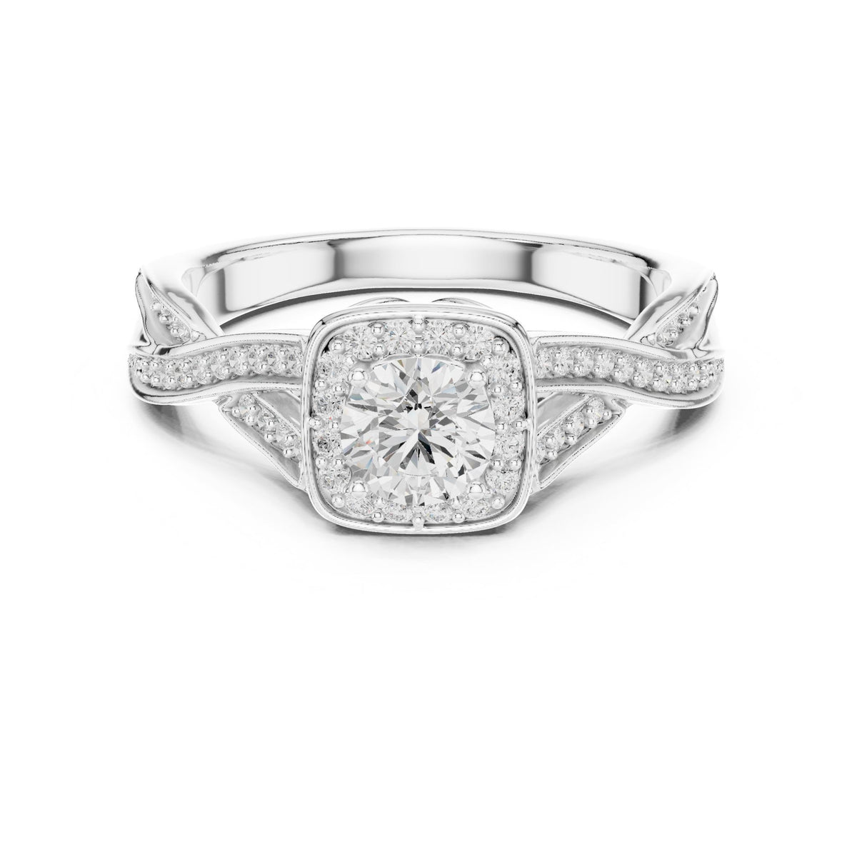 Round Halo Lab Grown Diamond Engagement Ring