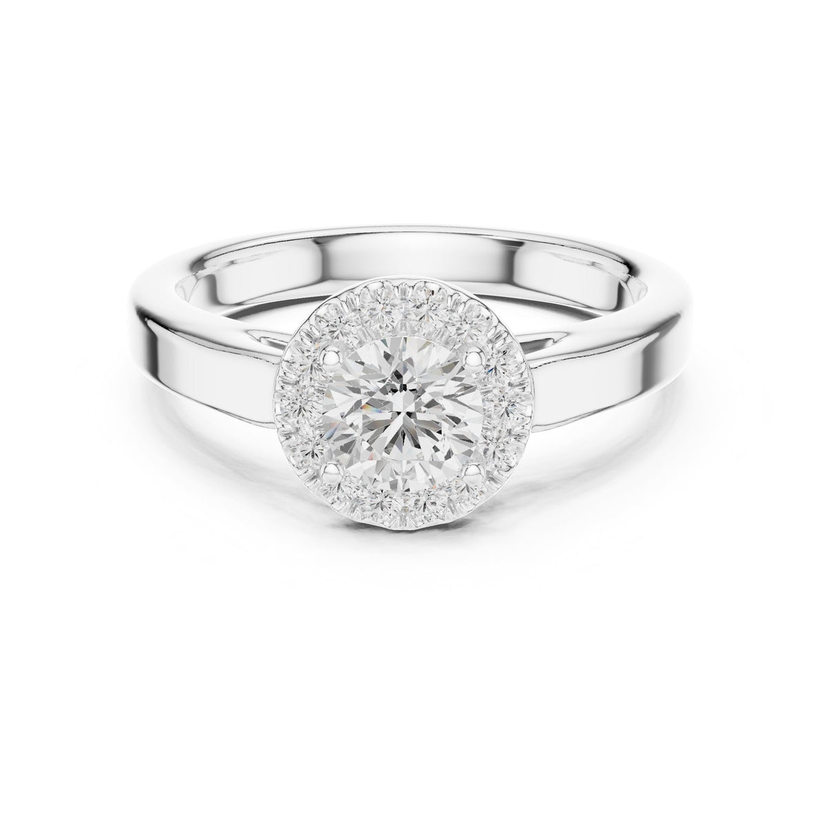 Round Halo Lab Grown Diamond Engagement Ring