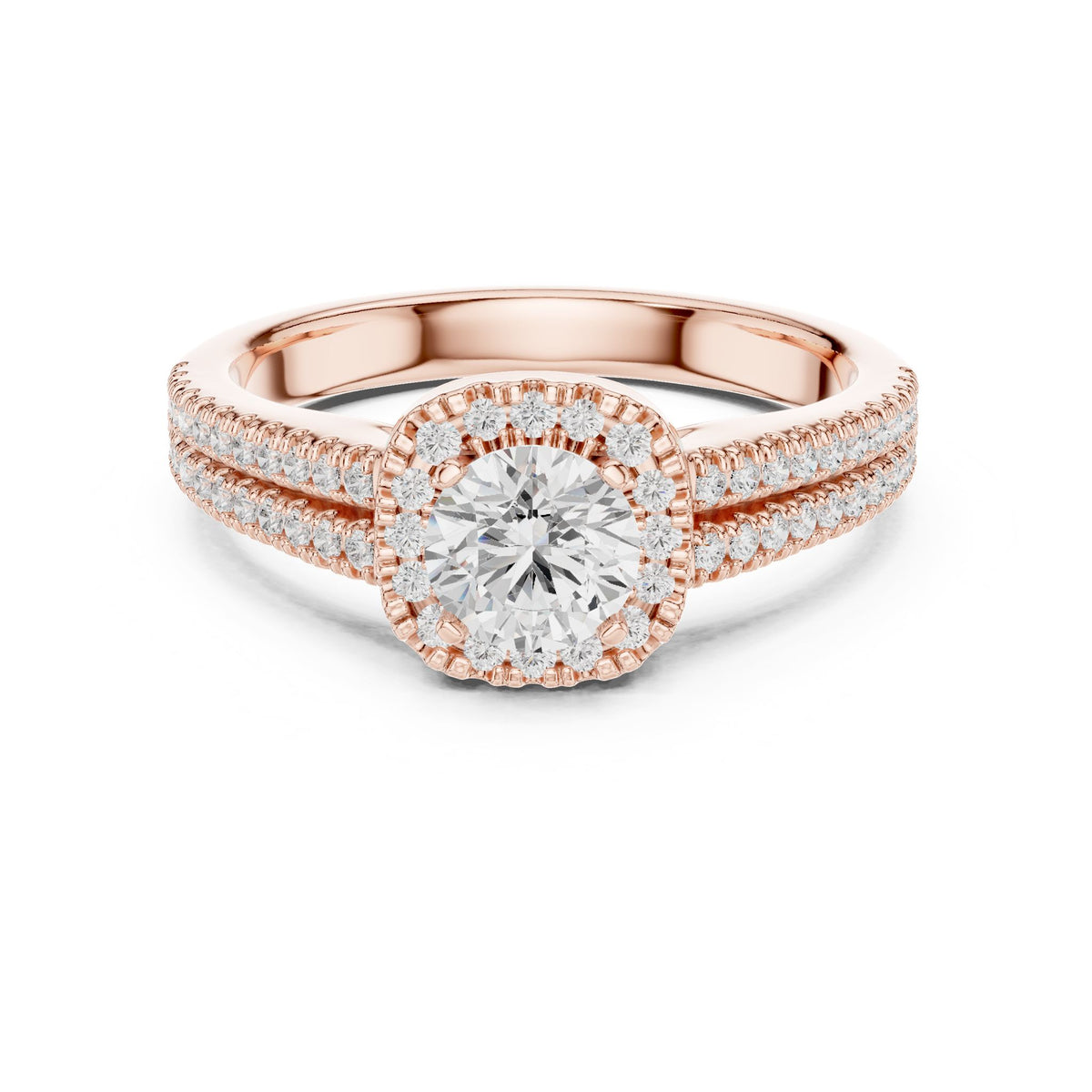 Round Halo Lab Grown Diamond Engagement Ring
