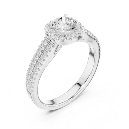 Round Halo Lab Grown Diamond Engagement Ring