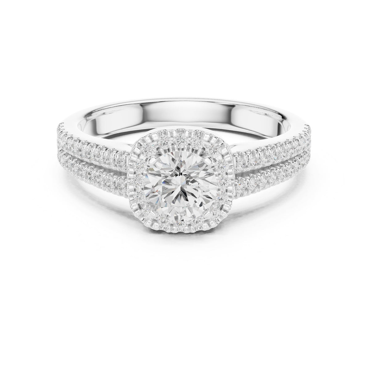 Round Halo Lab Grown Diamond Engagement Ring