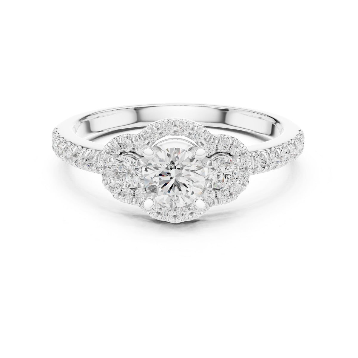 Round Halo Lab Grown Diamond Engagement Ring
