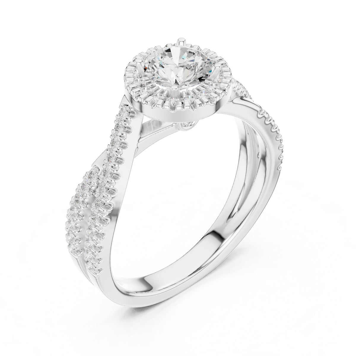 Round Halo Lab Grown Diamond Engagement Ring