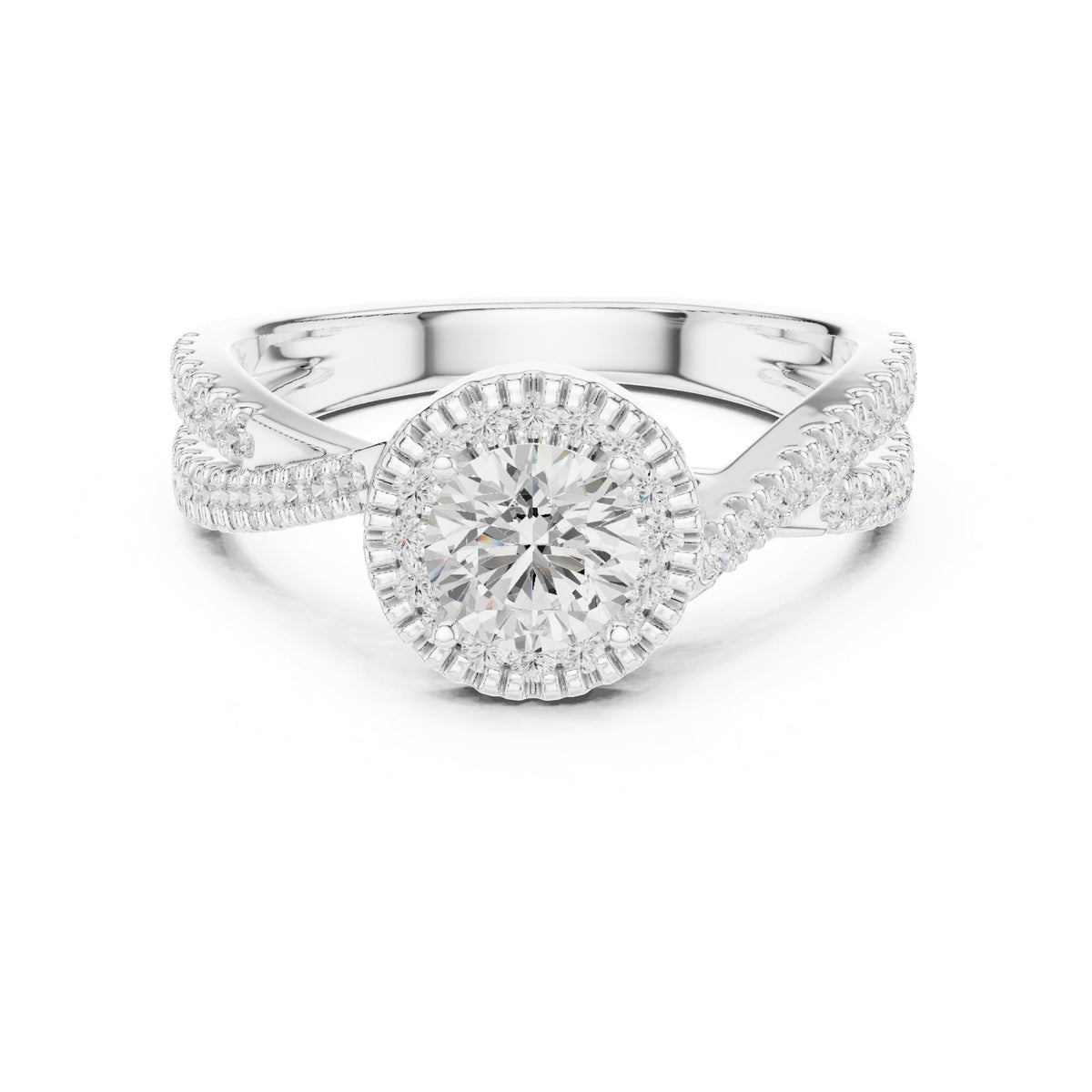 Round Halo Lab Grown Diamond Engagement Ring