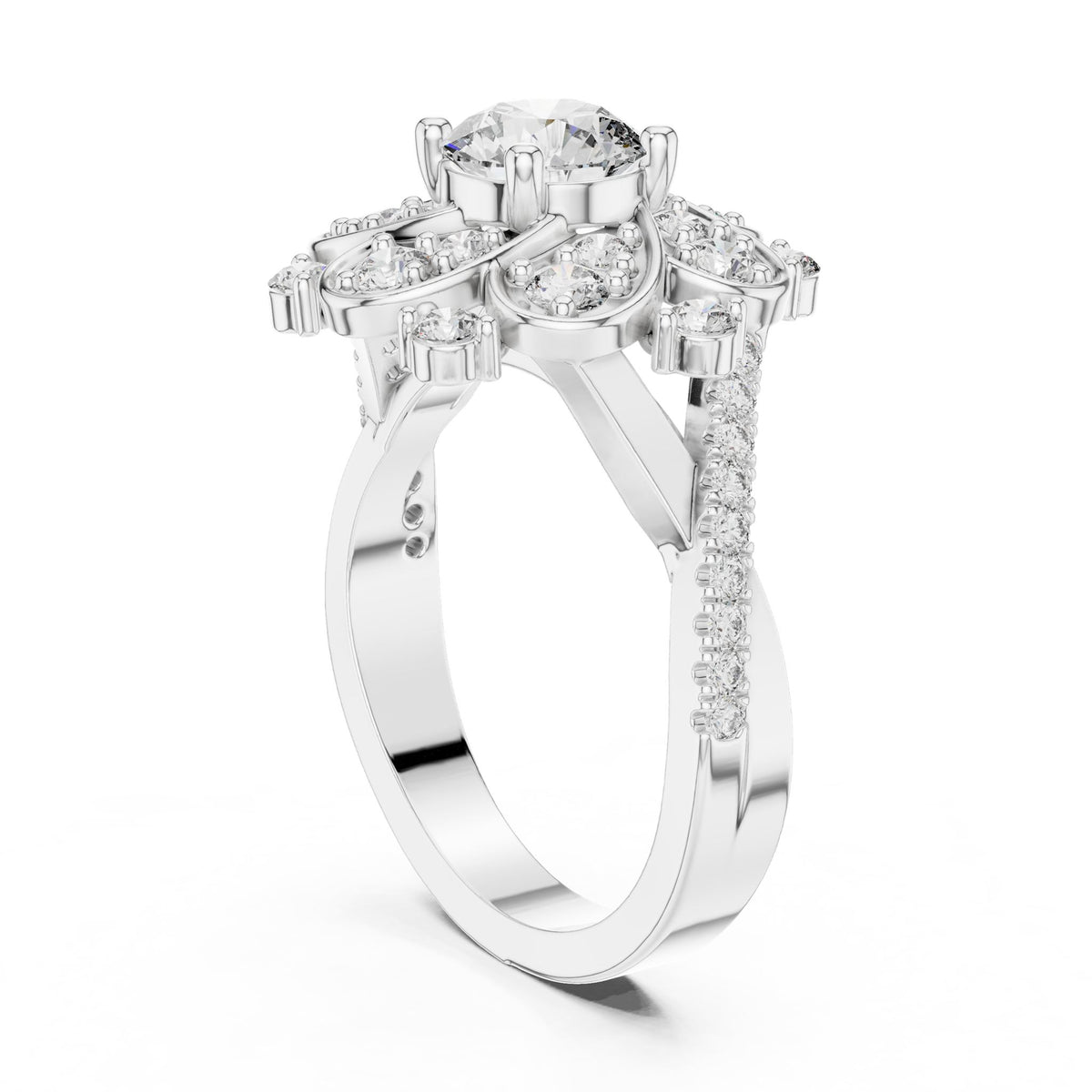 Round Halo Lab Grown Diamond Engagement Ring