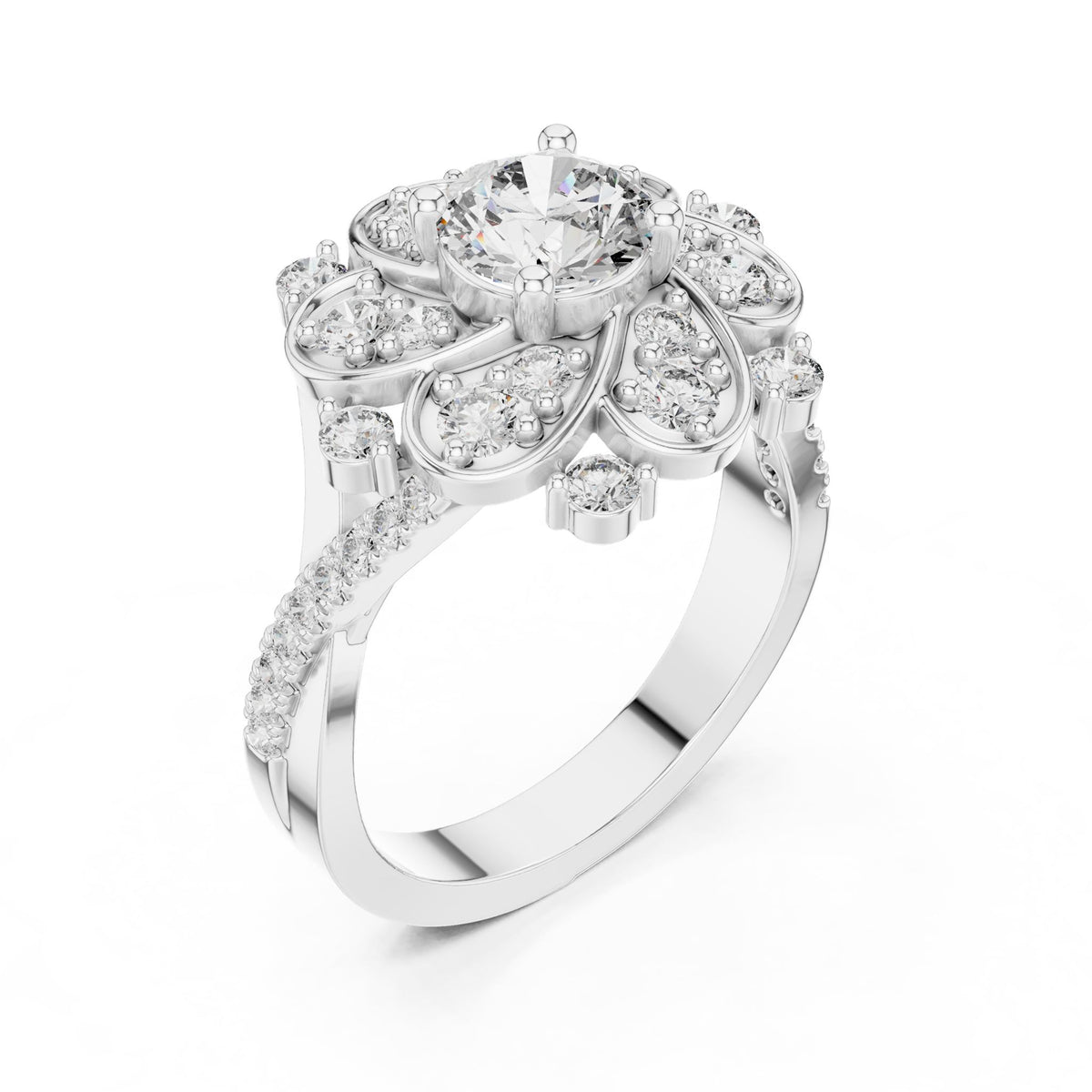 Round Halo Lab Grown Diamond Engagement Ring