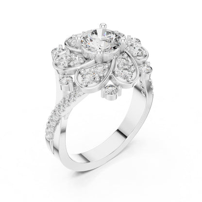 Round Halo Lab Grown Diamond Engagement Ring
