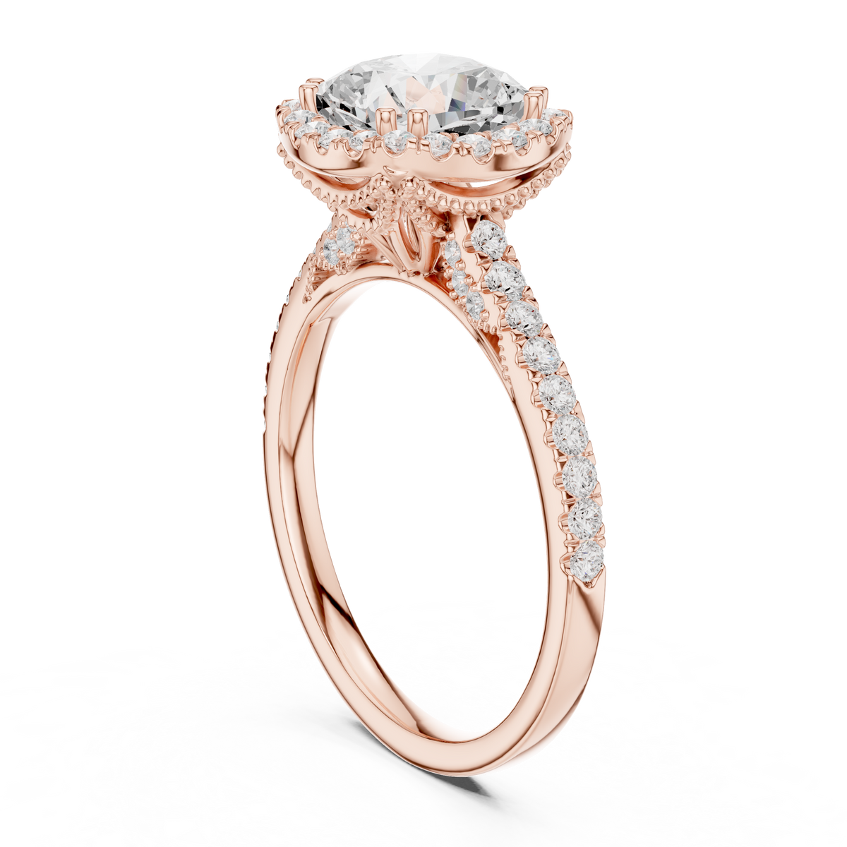 Round Halo Lab Grown Diamond Engagement Ring
