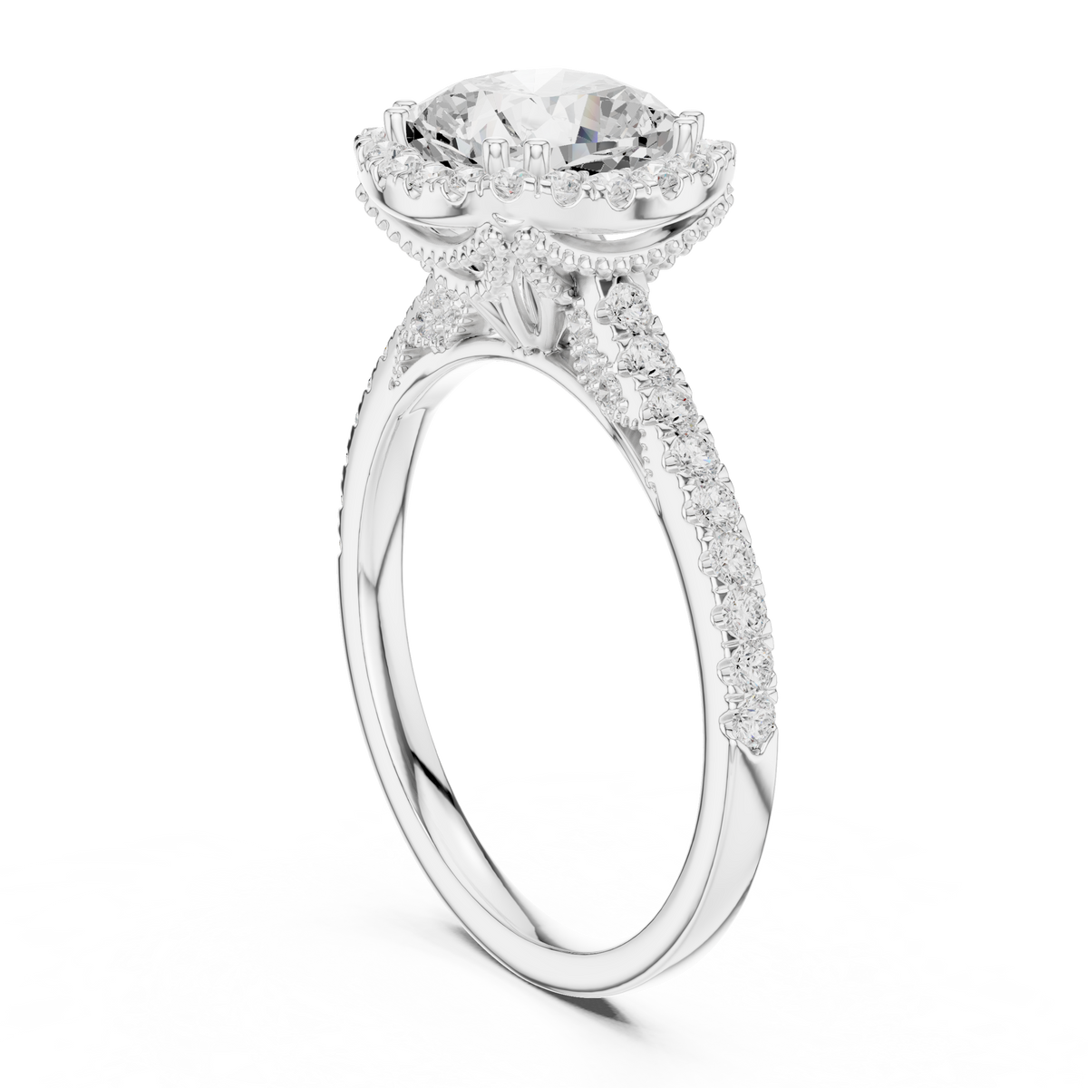 Round Halo Lab Grown Diamond Engagement Ring